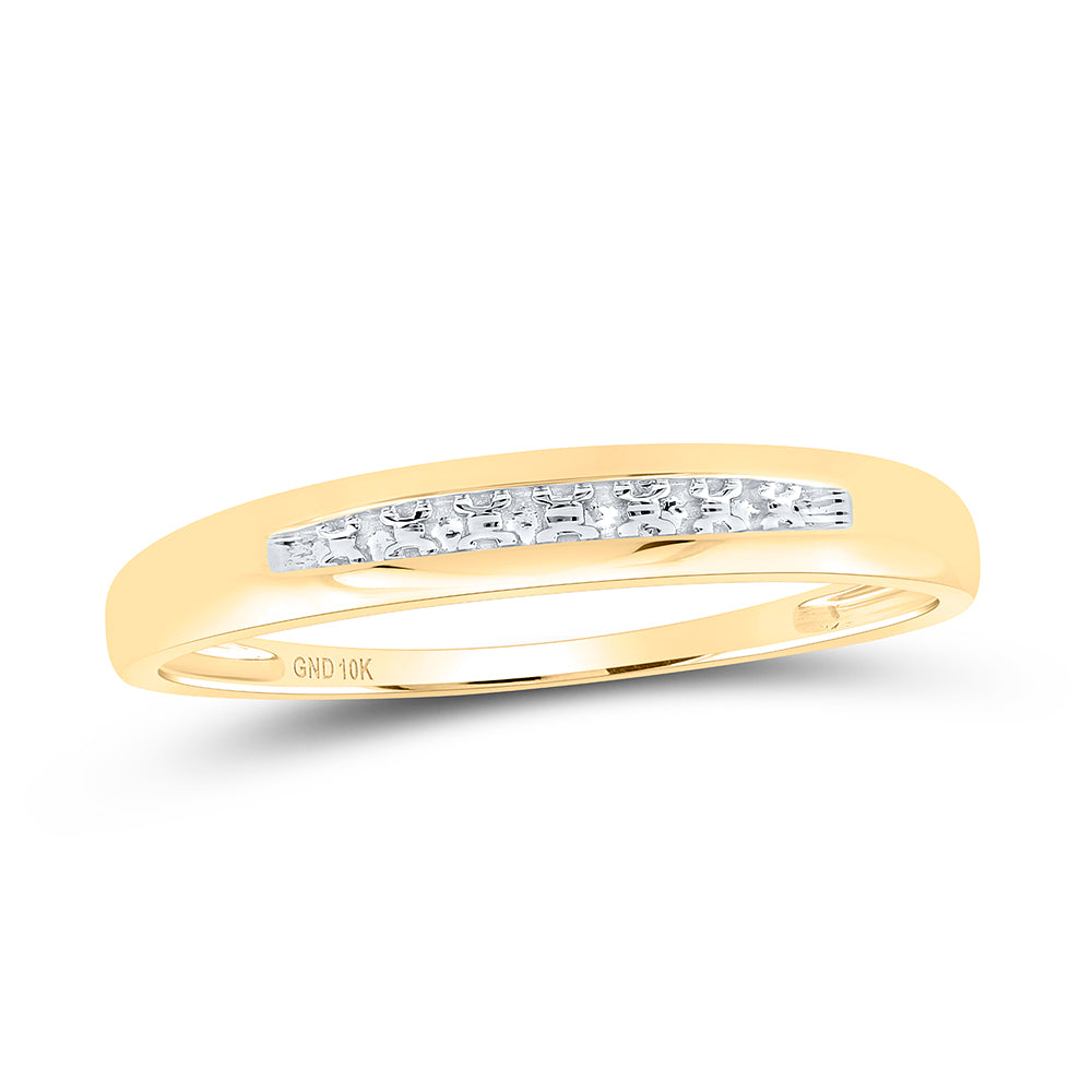 10kt Yellow Gold His Hers Round Diamond Solitaire Matching Wedding Set 1/10 Cttw