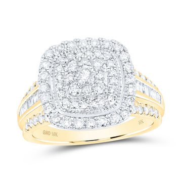 10kt Yellow Gold Womens Round Diamond Square Ring 1 Cttw