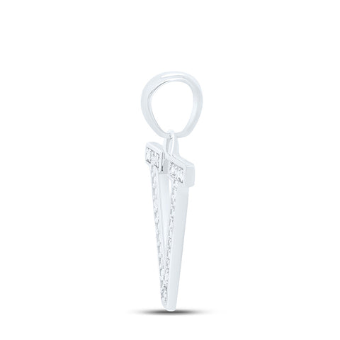 10kt White Gold Womens Round Diamond Initial V Letter Pendant 1/20 Cttw