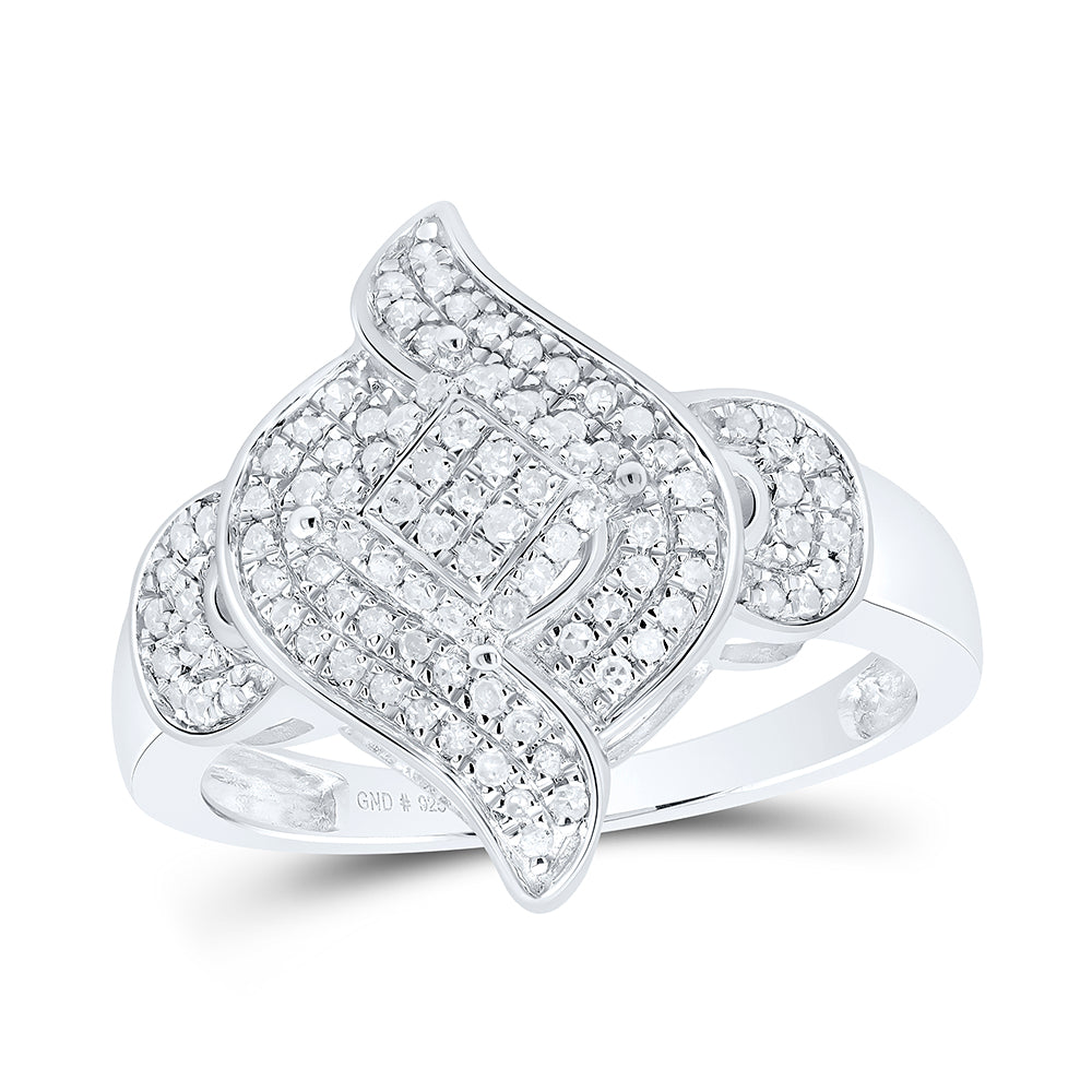 Sterling Silver Womens Round Diamond Fashion Ring 1/3 Cttw