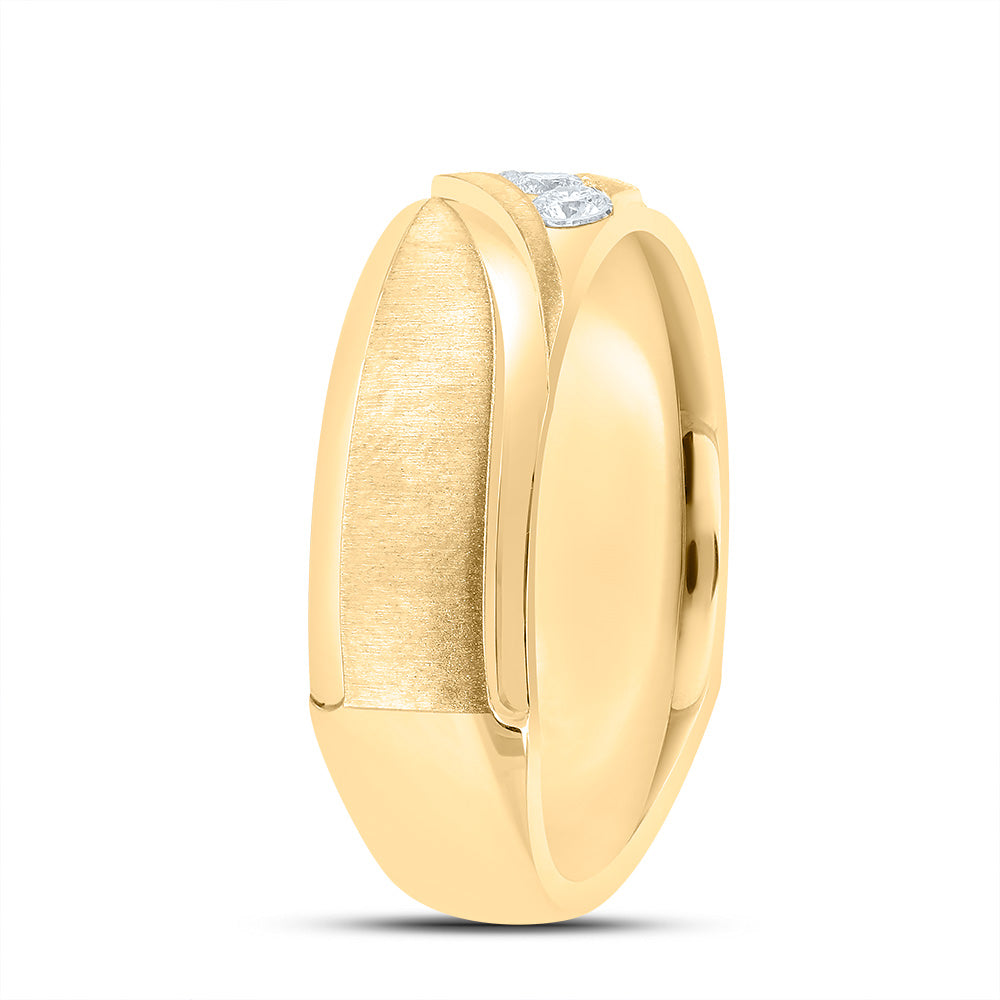 14kt Yellow Gold Mens Round Channel-set Diamond Wedding Anniversary Band Ring 1/4 Cttw