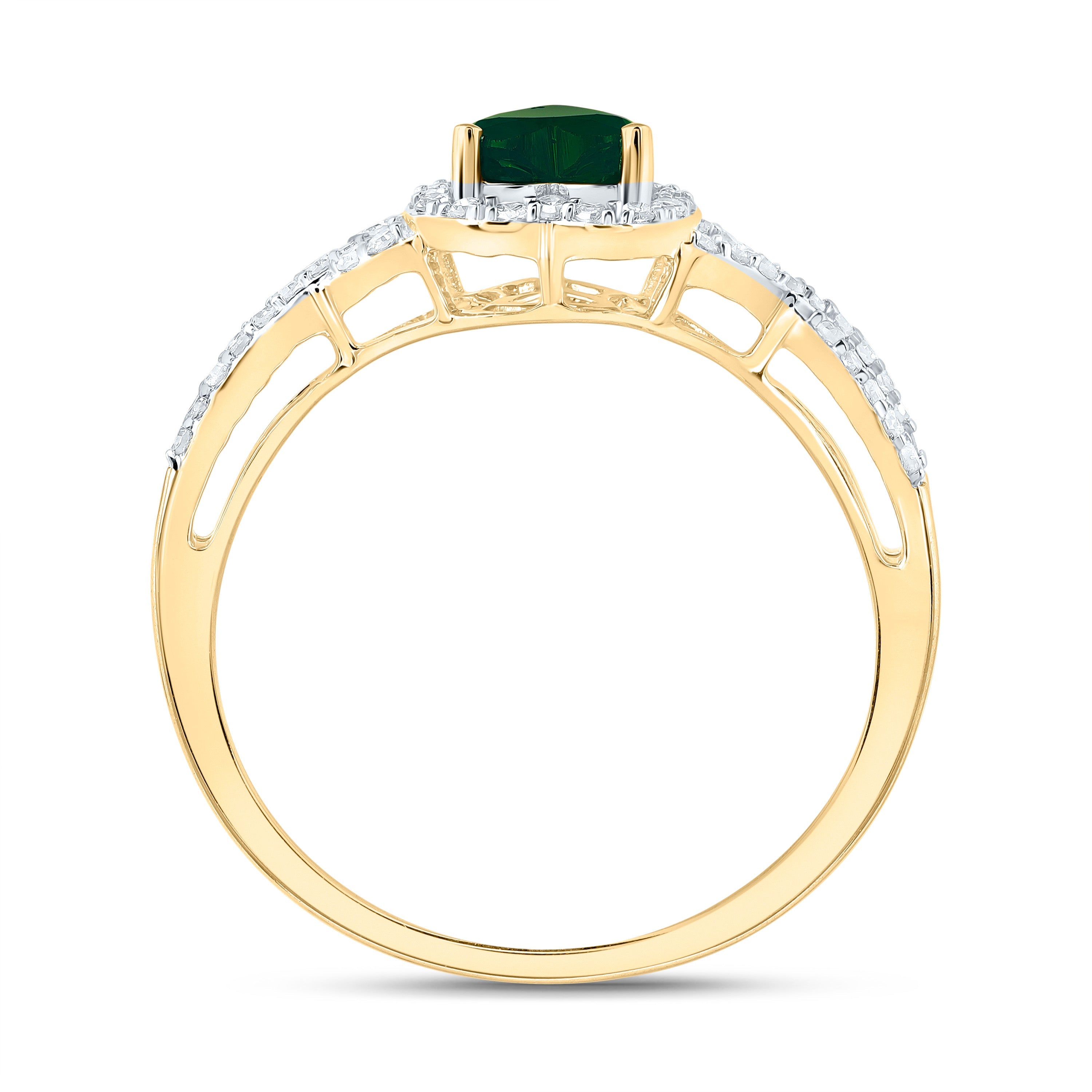 10kt Yellow Gold Womens Heart Emerald Fashion Ring 5/8 Cttw