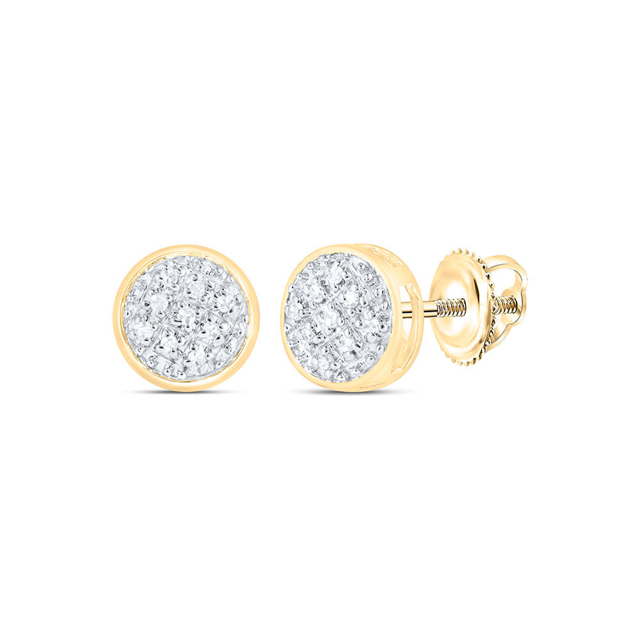10kt Yellow Gold Round Diamond Circle Earrings 1/20 Cttw