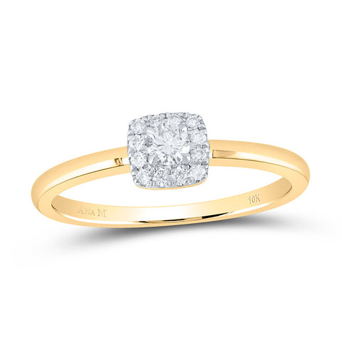 10kt Yellow Gold Womens Round Diamond Solitaire Stackable Band Ring 1/5 Cttw