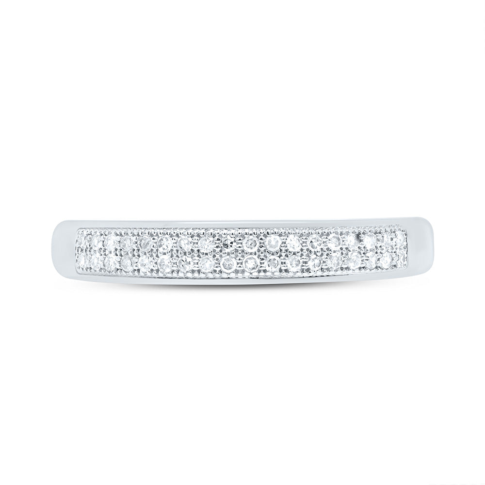 10kt White Gold Womens Round Diamond Pave Band Ring 1/10 Cttw
