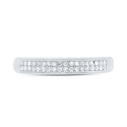 10kt White Gold Womens Round Diamond Pave Band Ring 1/10 Cttw