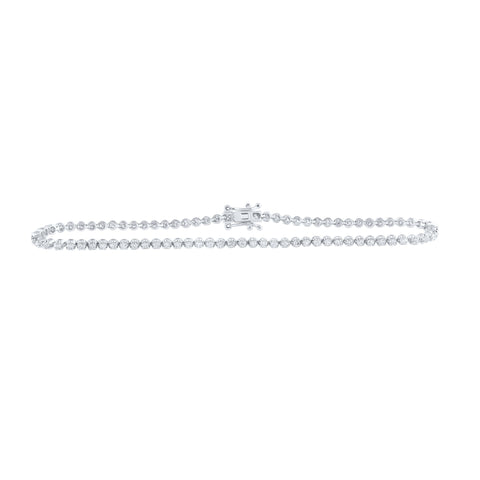 10kt White Gold Womens Round Diamond Studded Tennis Bracelet 1-1/5 Cttw