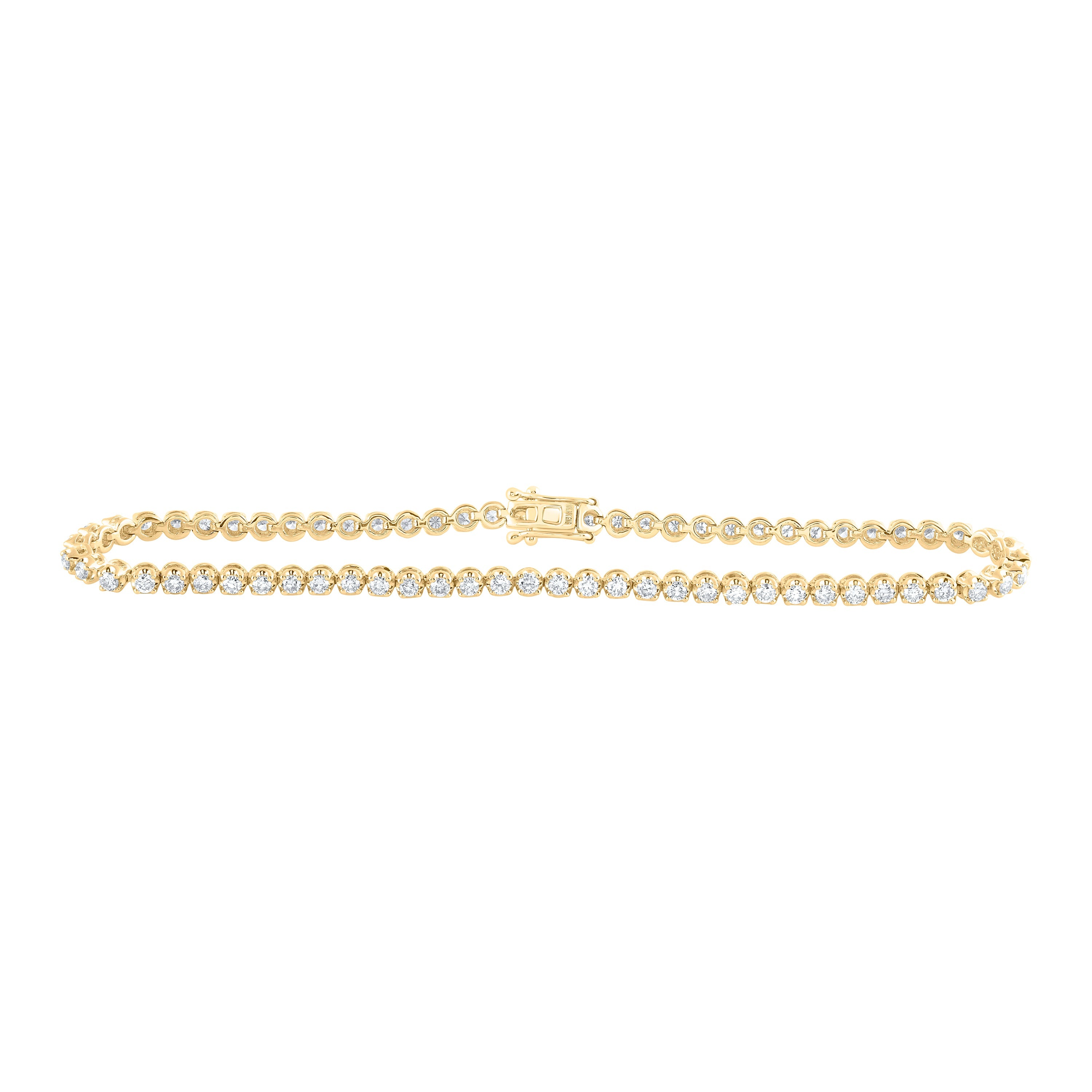 10kt Yellow Gold Womens Round Diamond Studded Tennis Bracelet 2 Cttw