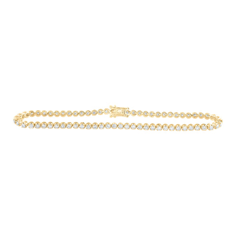 10kt Yellow Gold Womens Round Diamond Studded Tennis Bracelet 2 Cttw