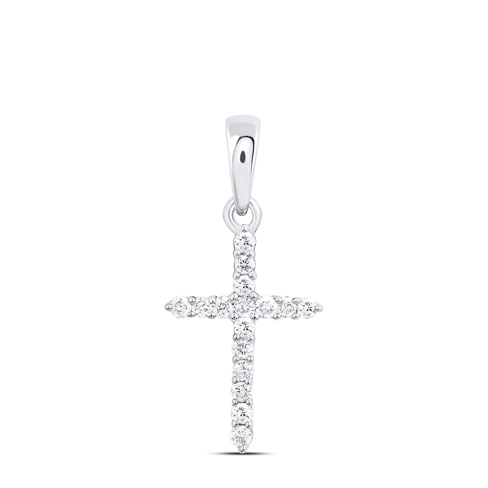 10kt Yellow Gold Womens Round Diamond Cross Pendant 1/6 Cttw