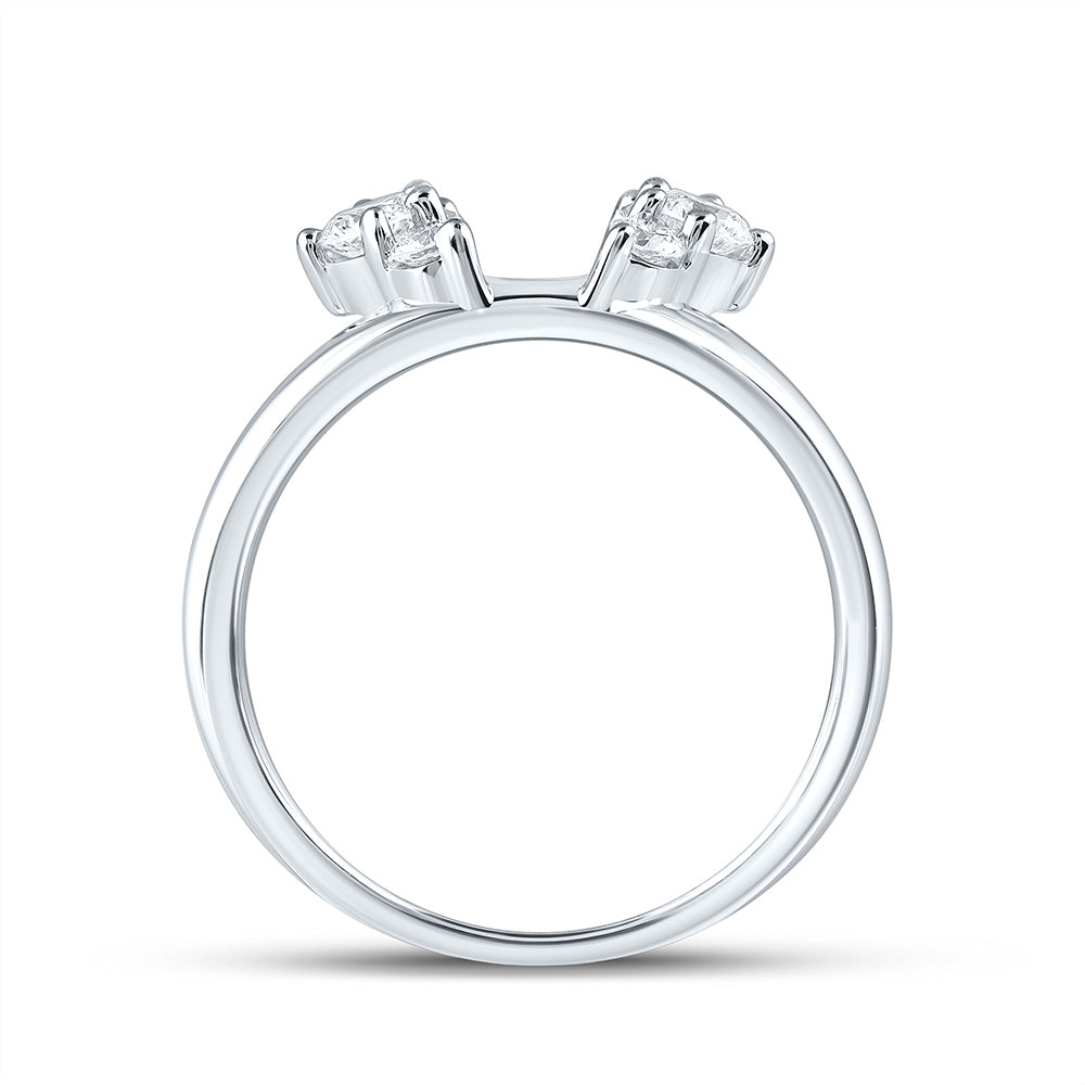 14kt White Gold Womens Round Diamond Wrap Enhancer Wedding Band 1/2 Cttw