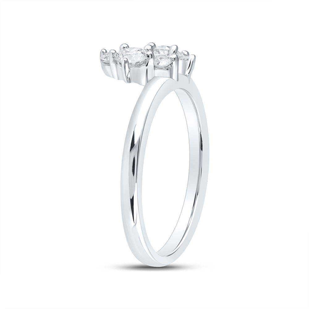 14kt White Gold Womens Round Diamond Wrap Enhancer Wedding Band 1/2 Cttw