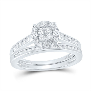 10kt White Gold Round Diamond Bridal Wedding Ring Band Set 3/4 Cttw