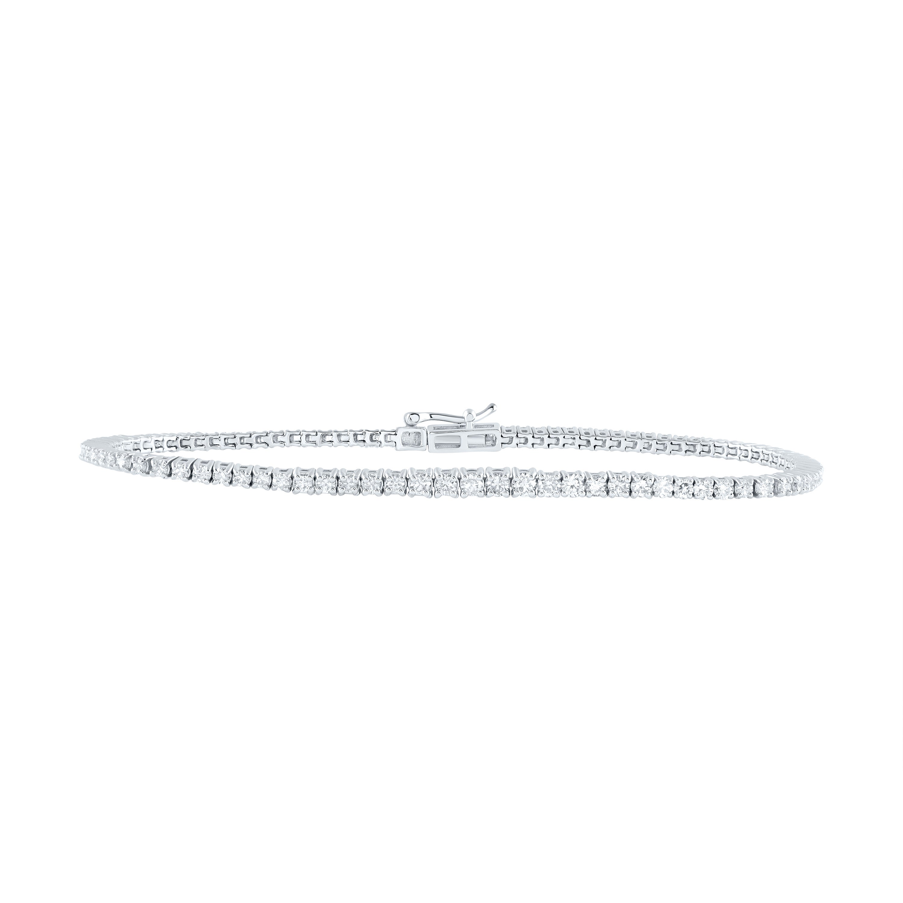14kt White Gold Womens Round Diamond Studded Tennis Bracelet 2 Cttw