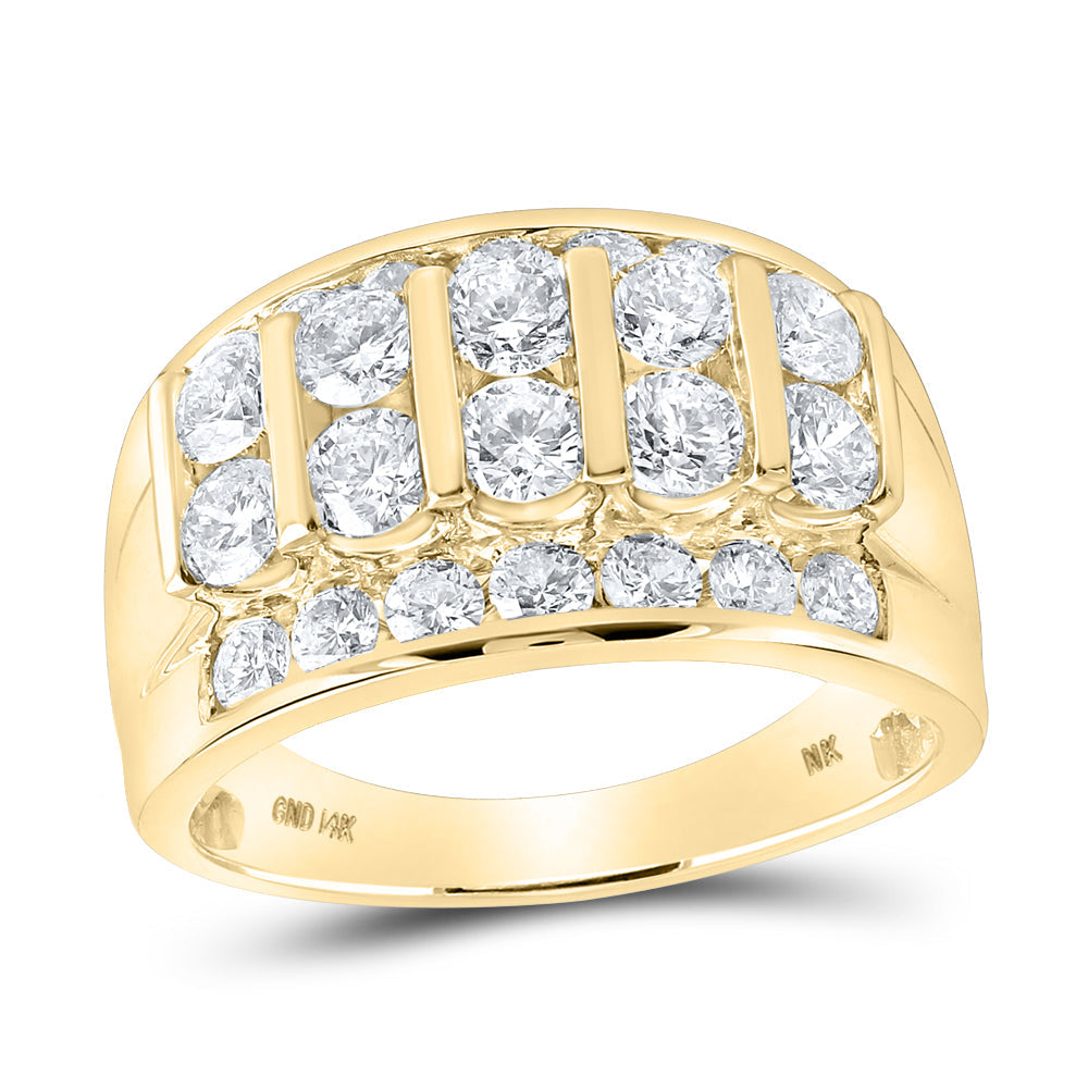 14kt Yellow Gold Mens Round Diamond Channel-set Band Ring 3 Cttw
