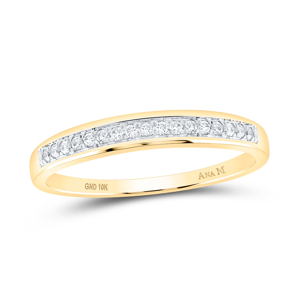 10kt Yellow Gold Womens Round Diamond Wedding Band Ring 1/10 Cttw