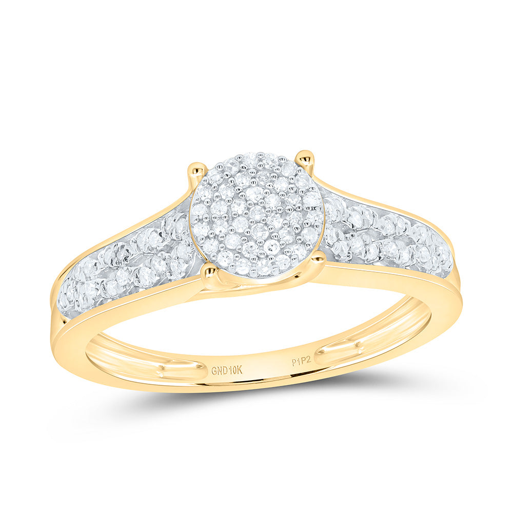 10kt Yellow Gold Round Diamond Cluster Bridal Wedding Engagement Ring 1/5 Cttw