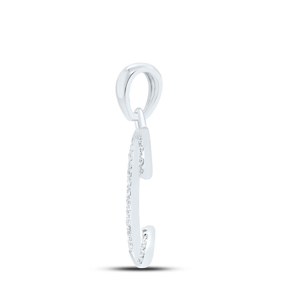 10kt White Gold Womens Round Diamond C Initial Letter Pendant 1/20 Cttw