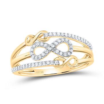 10kt Yellow Gold Womens Round Diamond Infinity Ring 1/6 Cttw