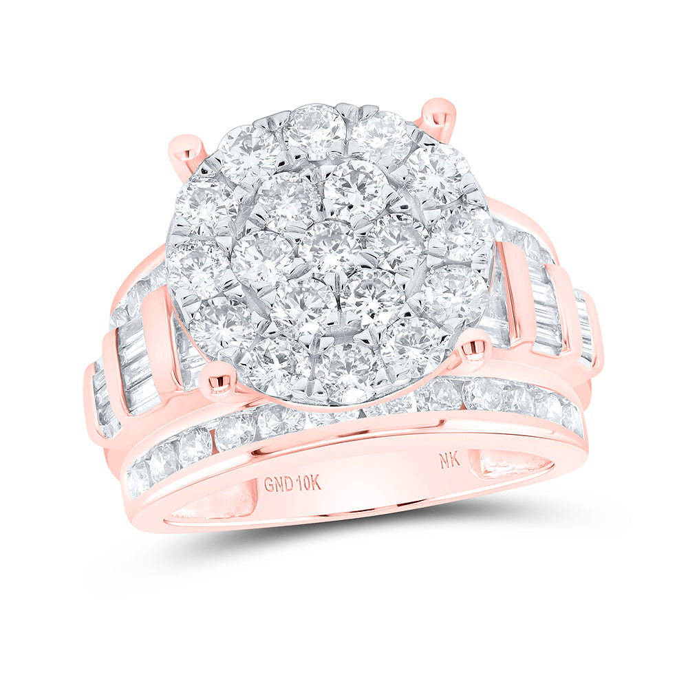 10kt Rose Gold Round Diamond Cluster Bridal Wedding Engagement Ring 3 Cttw