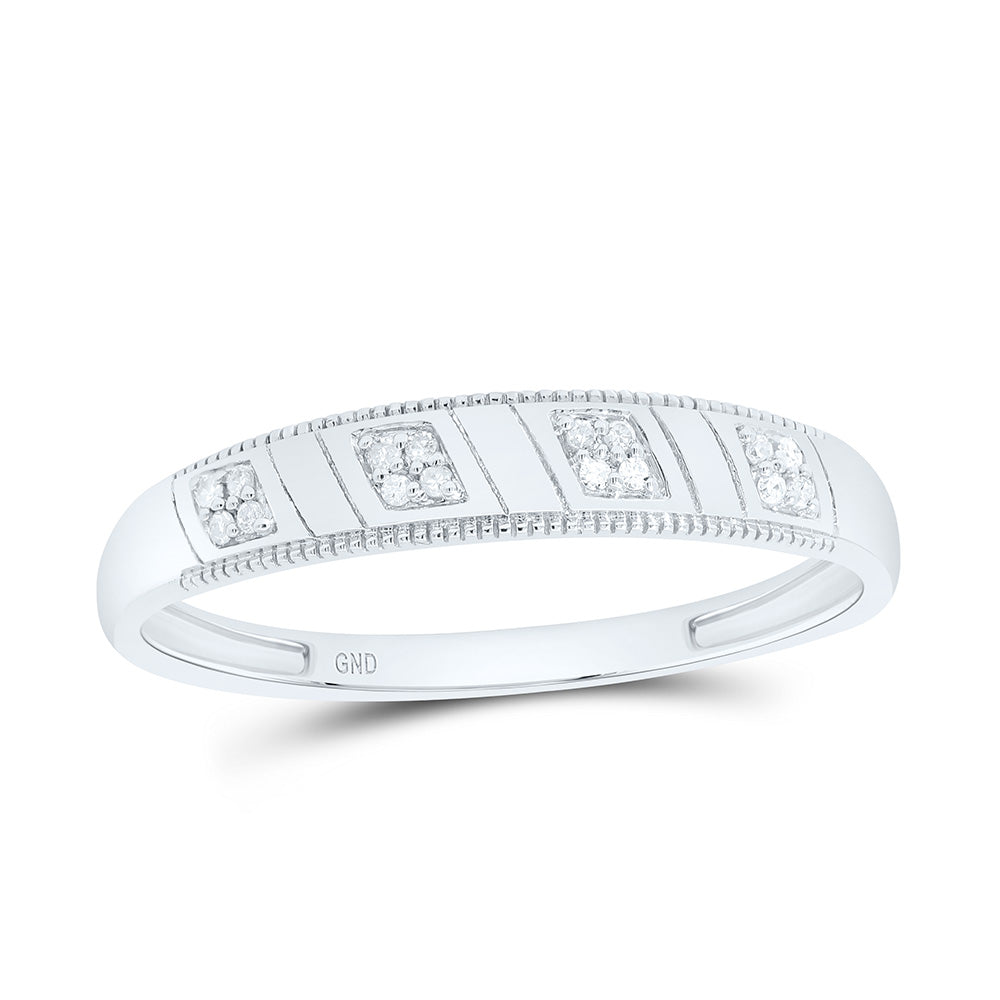 Sterling Silver His Hers Round Diamond Square Matching Wedding Set 1/4 Cttw