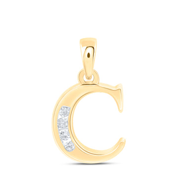 10kt Yellow Gold Womens Round Diamond Initial C Letter Pendant 1/20 Cttw