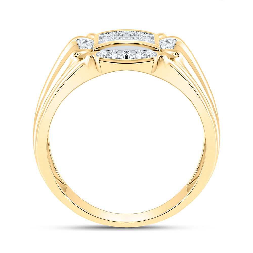 10kt Yellow Gold Mens Round Diamond Cluster Ring 1/4 Cttw