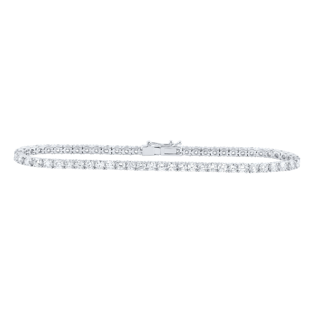 14kt White Gold Womens Round Diamond Tennis Bracelet 6 Cttw