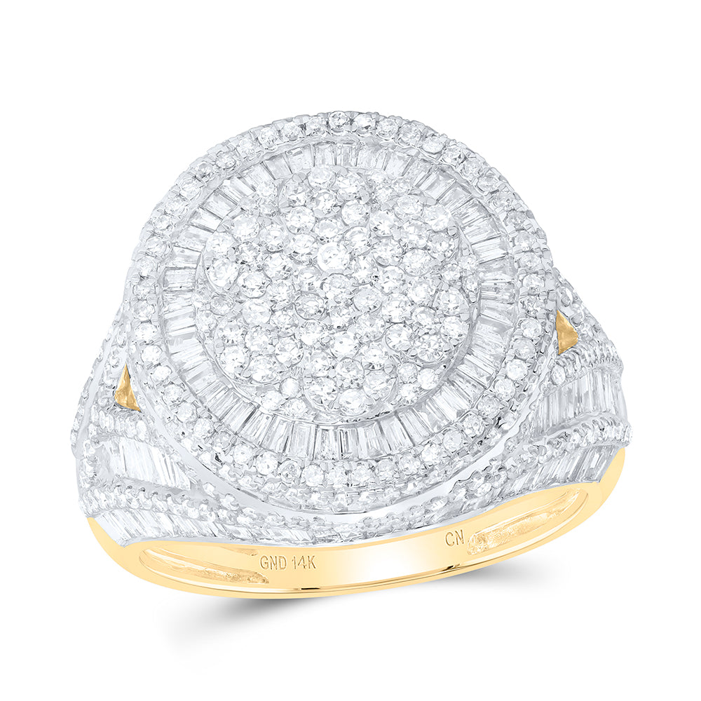 14kt Yellow Gold Mens Baguette Diamond Pinky Circle Ring 3-3/4 Cttw