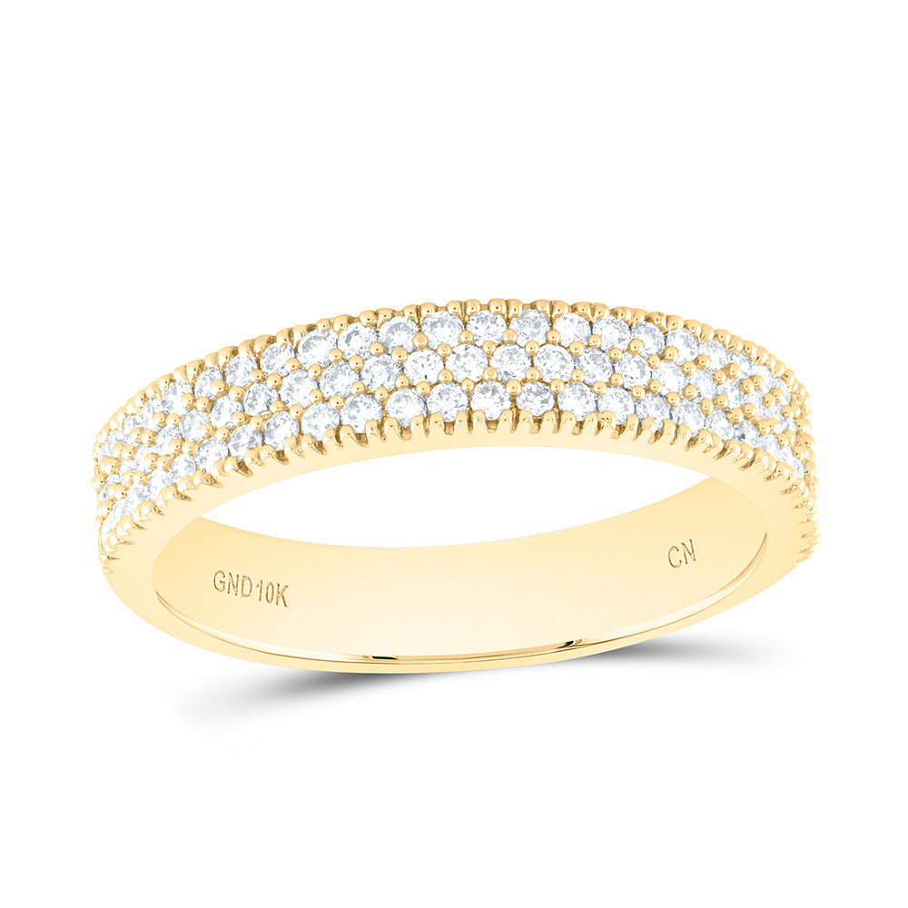 10kt Yellow Gold Womens Round Diamond Pave Band Ring 1/2 Cttw