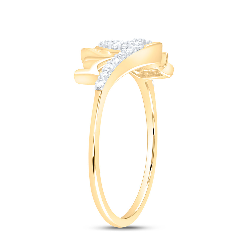 10kt Yellow Gold Womens Round Diamond Heart Mom Ring 1/8 Cttw