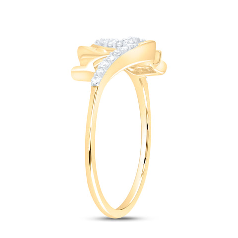10kt Yellow Gold Womens Round Diamond Heart Mom Ring 1/8 Cttw