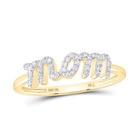 10kt Yellow Gold Womens Round Diamond Mom Ring 1/6 Cttw