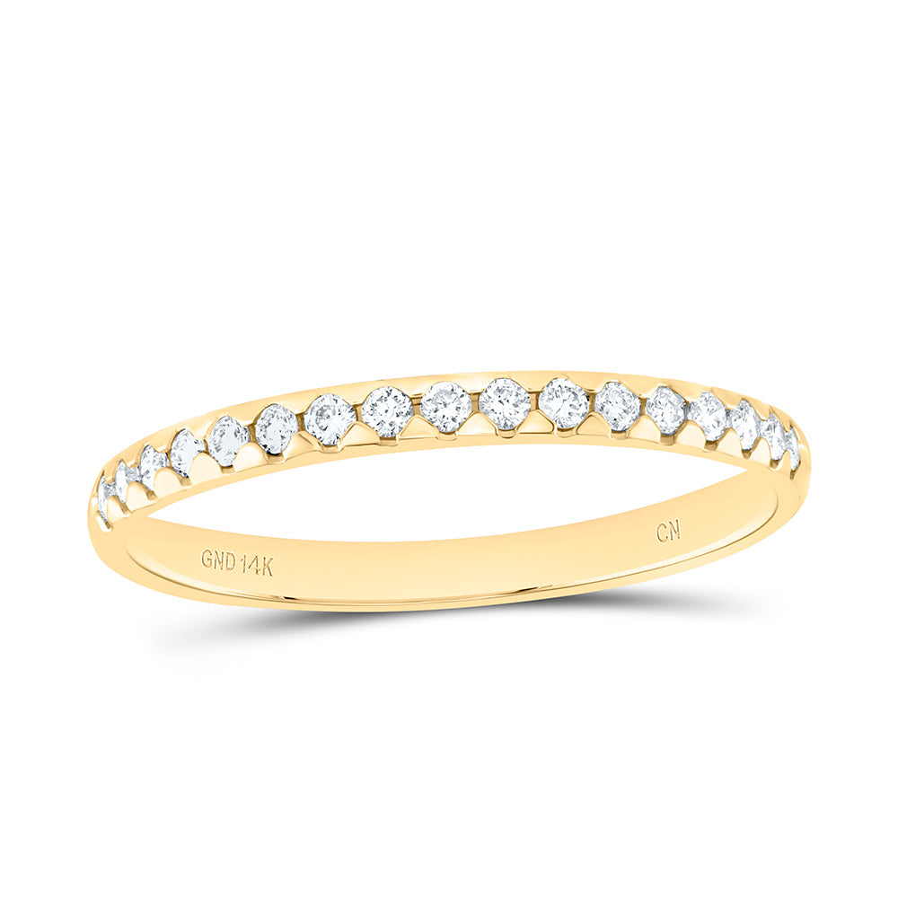 14kt Yellow Gold Womens Round Diamond Machine Set Band Ring 1/6 Cttw
