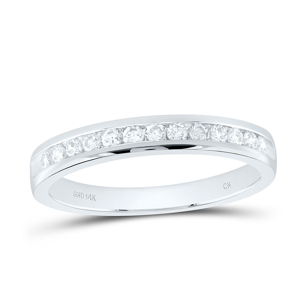 14kt White Gold Womens Round Diamond Wedding Single Row Band 1/4 Cttw