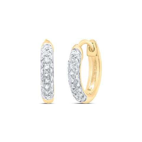 10kt Yellow Gold Womens Round Diamond Hoop Earrings 1/6 Cttw