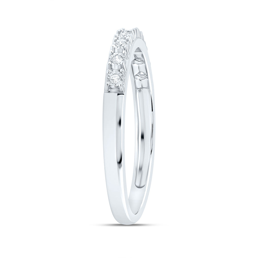 10kt White Gold Womens Round Diamond Illusion-set Band 1/20 Cttw