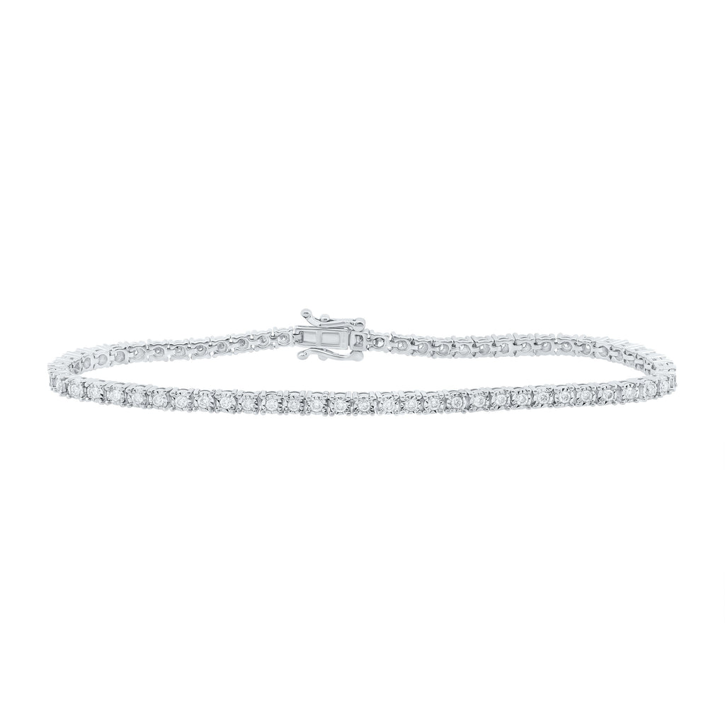 10kt White Gold Womens Round Diamond Classic Tennis Bracelet 1 Cttw