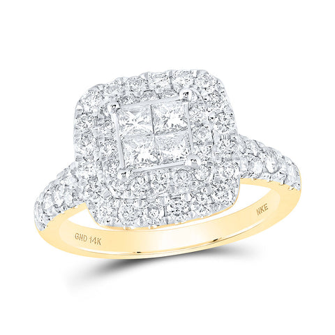 14kt Yellow Gold Womens Princess Diamond Square Ring 1-1/2 Cttw