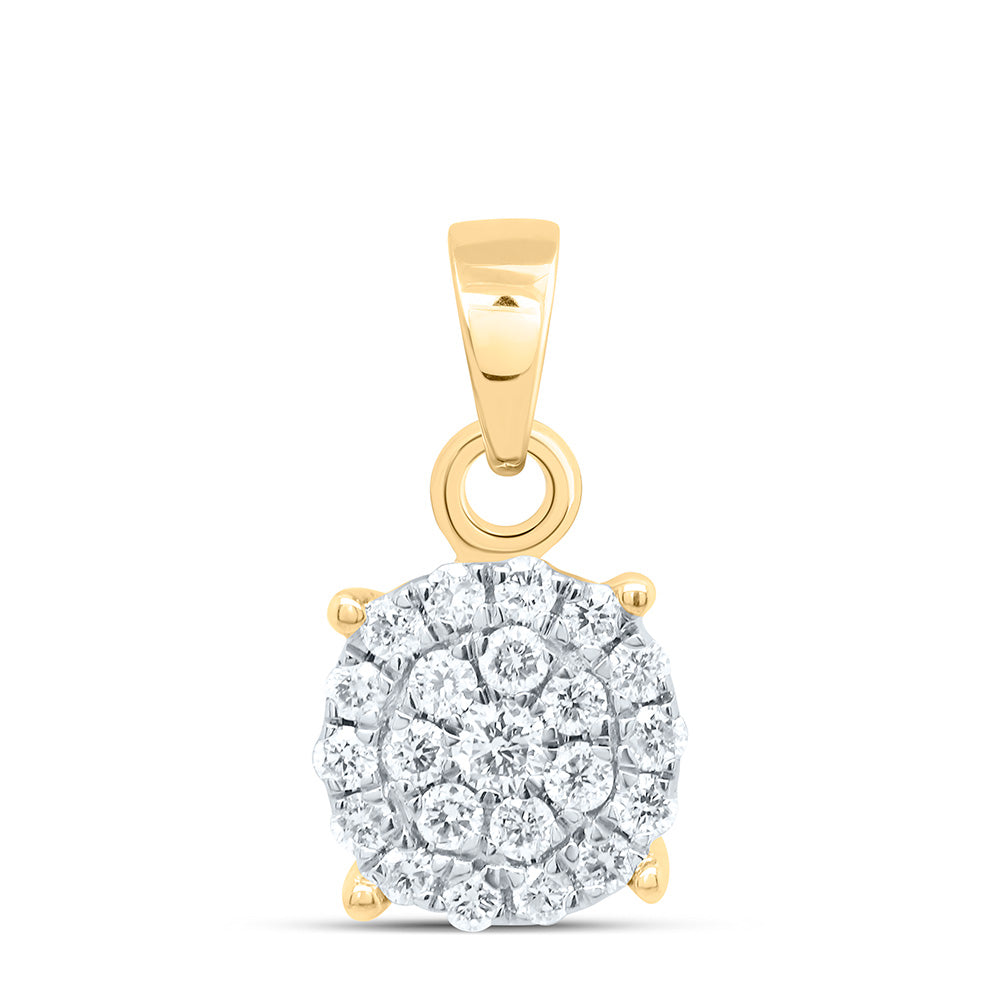 10kt Yellow Gold Womens Round Diamond Cluster Pendant 1/4 Cttw