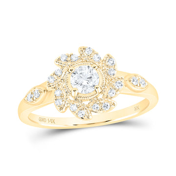 14kt Yellow Gold Womens Round Diamond Cluster Ring 3/8 Cttw