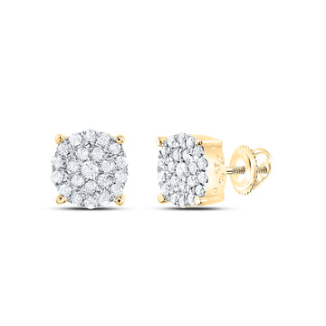 10kt Yellow Gold Womens Round Diamond Cluster Earrings 1/2 Cttw NICOLE'S DREAM COLLECTION