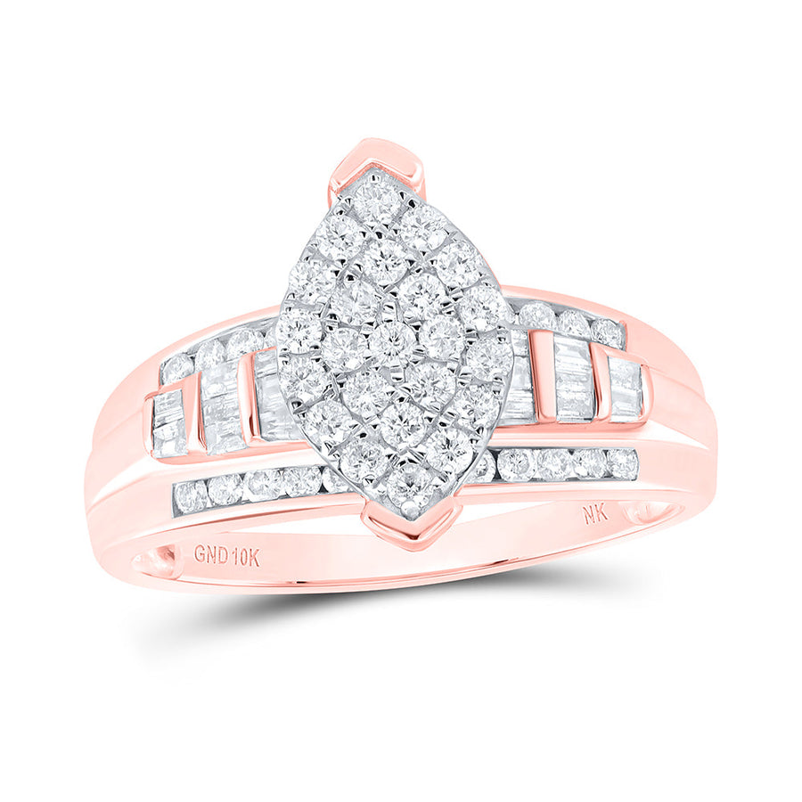 10kt Rose Gold Round Diamond Oval Bridal Wedding Engagement Ring 1 Cttw