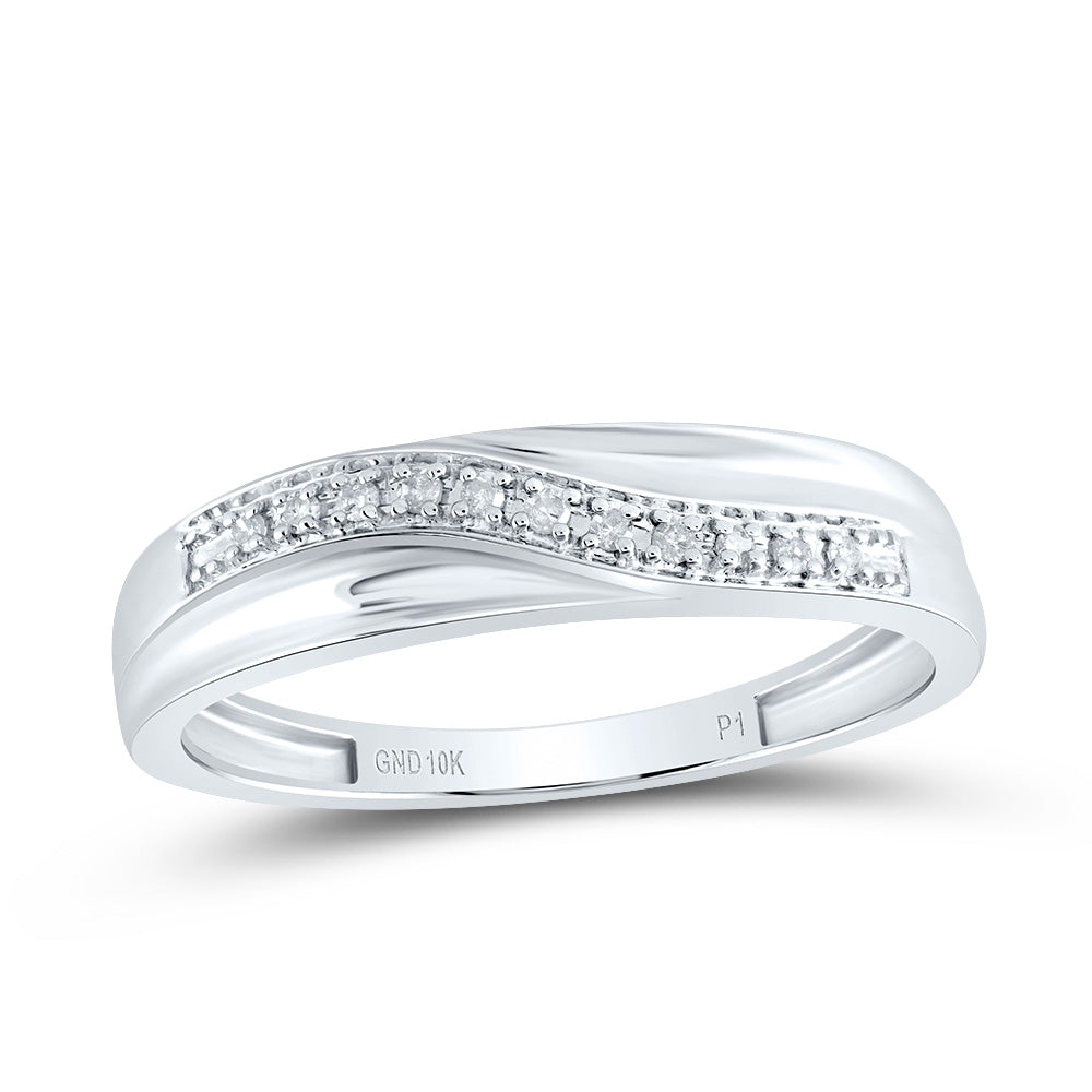10kt White Gold His Hers Round Diamond Solitaire Matching Wedding Set 1/3 Cttw