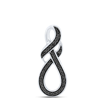 Sterling Silver Womens Round Black Color Enhanced Diamond Infinity Pendant .03 Cttw