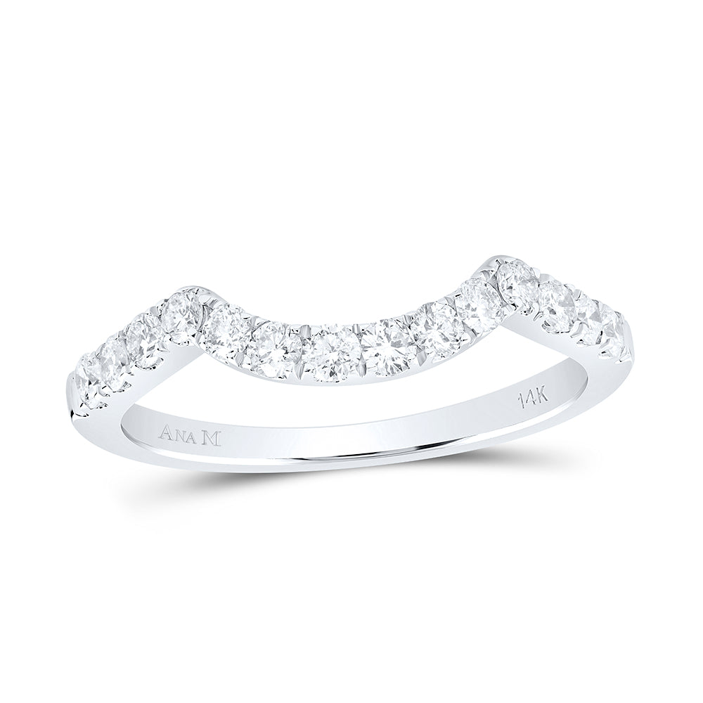 14kt White Gold Womens Round Diamond Solitaire Enhancer Wedding Band 1/2 Cttw