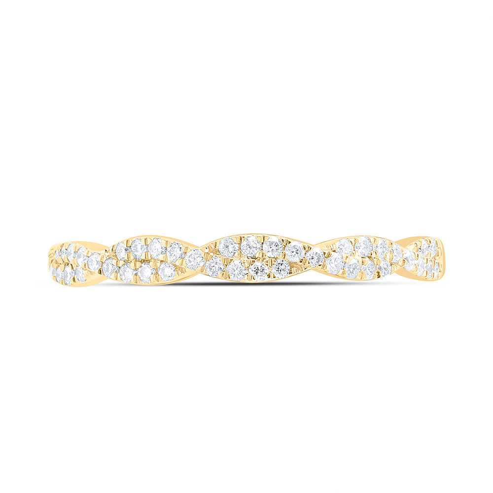 14kt Yellow Gold Womens Round Diamond Twist Stackable Band Ring 1/4 Cttw