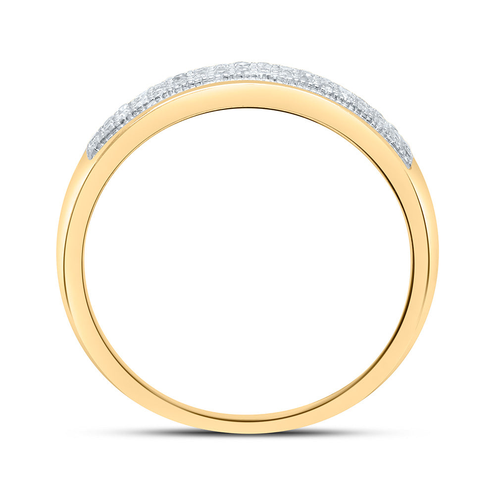 10kt Yellow Gold Womens Round Diamond Pave Band Ring 1/10 Cttw
