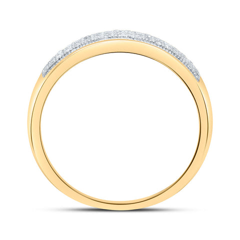 10kt Yellow Gold Womens Round Diamond Pave Band Ring 1/10 Cttw