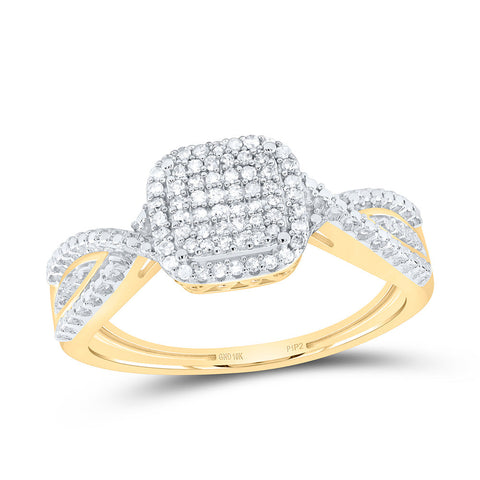 10kt Yellow Gold Womens Round Diamond Square Ring 1/6 Cttw
